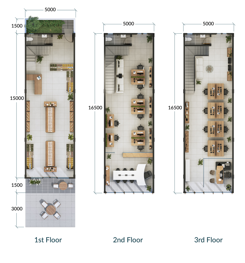Denah 3-Storey Commercial Unit